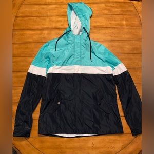Water resistant hooded lined windbreaker zip up jacket, size medium, NWOT.